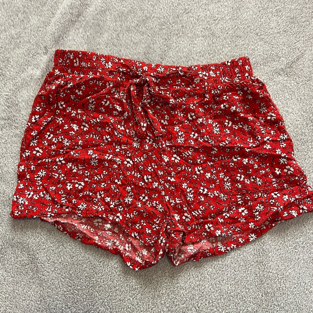 red floral booty shorts